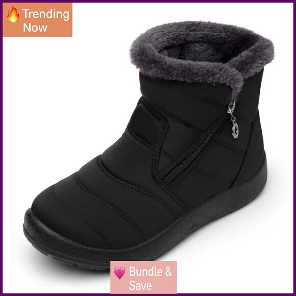 Fur Lined Winter Ankle Boots Waterproof Non-Slip Women's Snow Boots